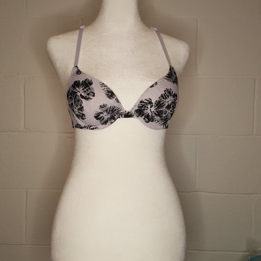 Lavender Floral Mesh Bra